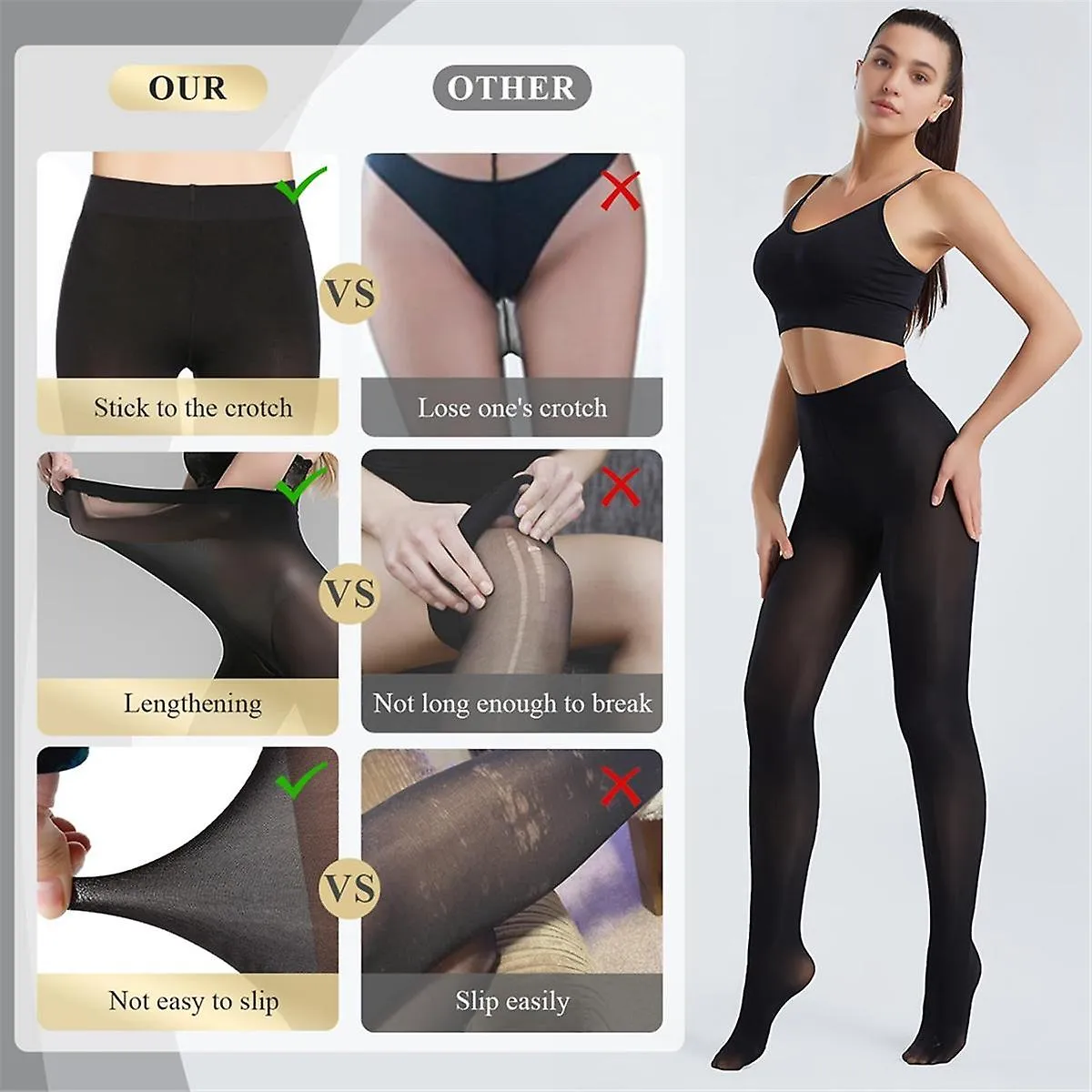 60d Women's Tights High Elasticity, Soft And Comfortable, Seamless Black Pantyhose Perfect For Vari