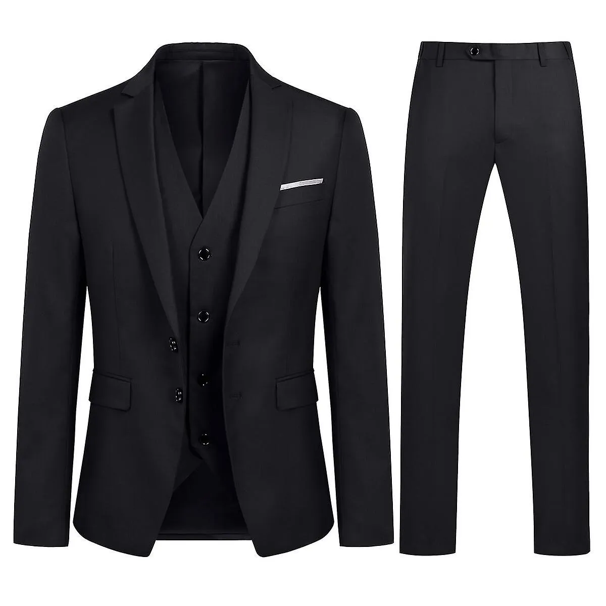 Allthemen Hombres 3-Piece Suit Business Wedding Solid Color Slim-fit Blazer y pantalones y chaleco