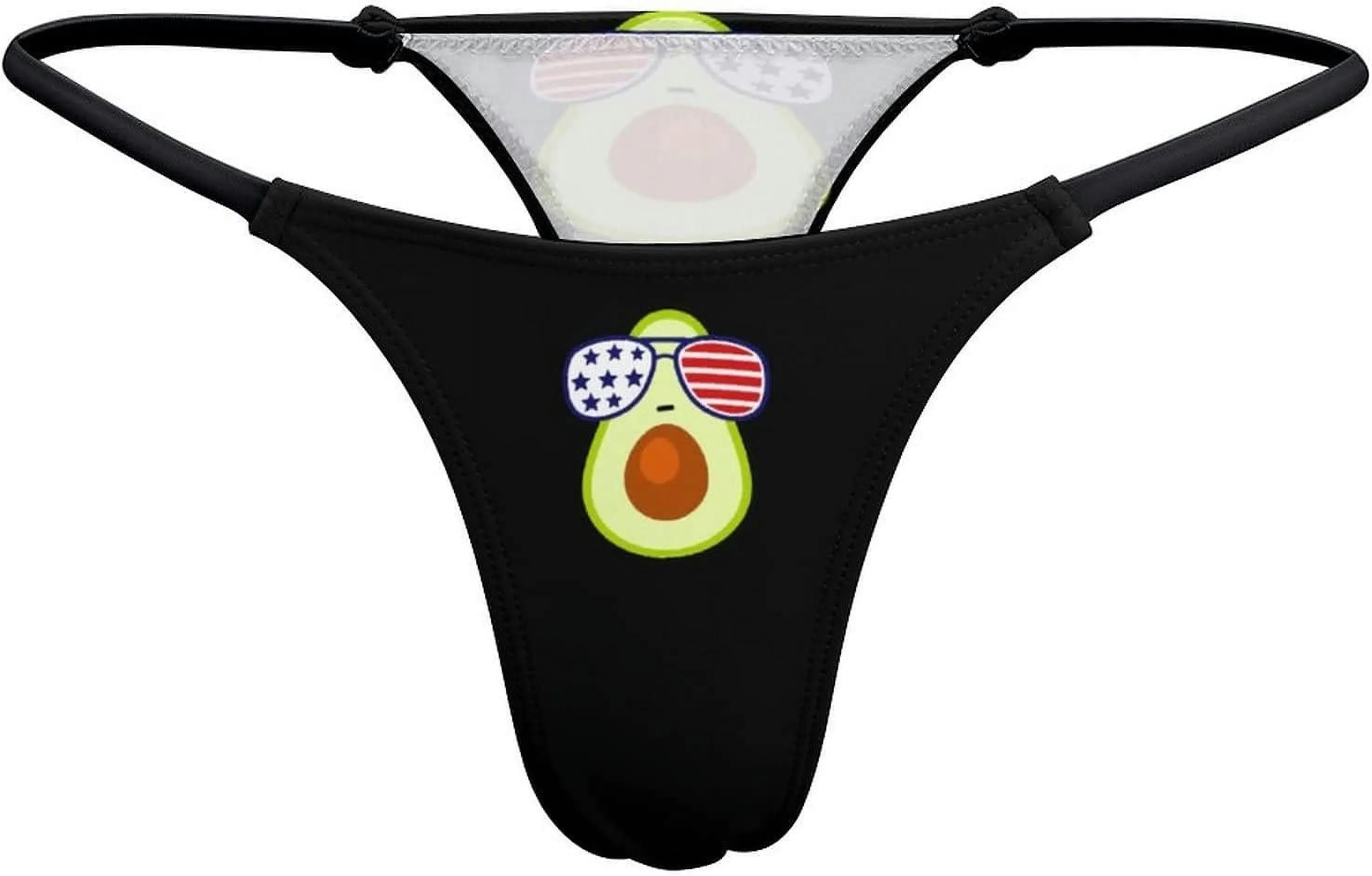 America Flag Glass Avocado G-String Thongs Women's T-Back Underwear Panty-WE511