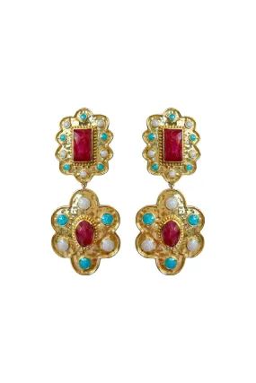 Aniqua Earrings Ruby Quartz & Enamel