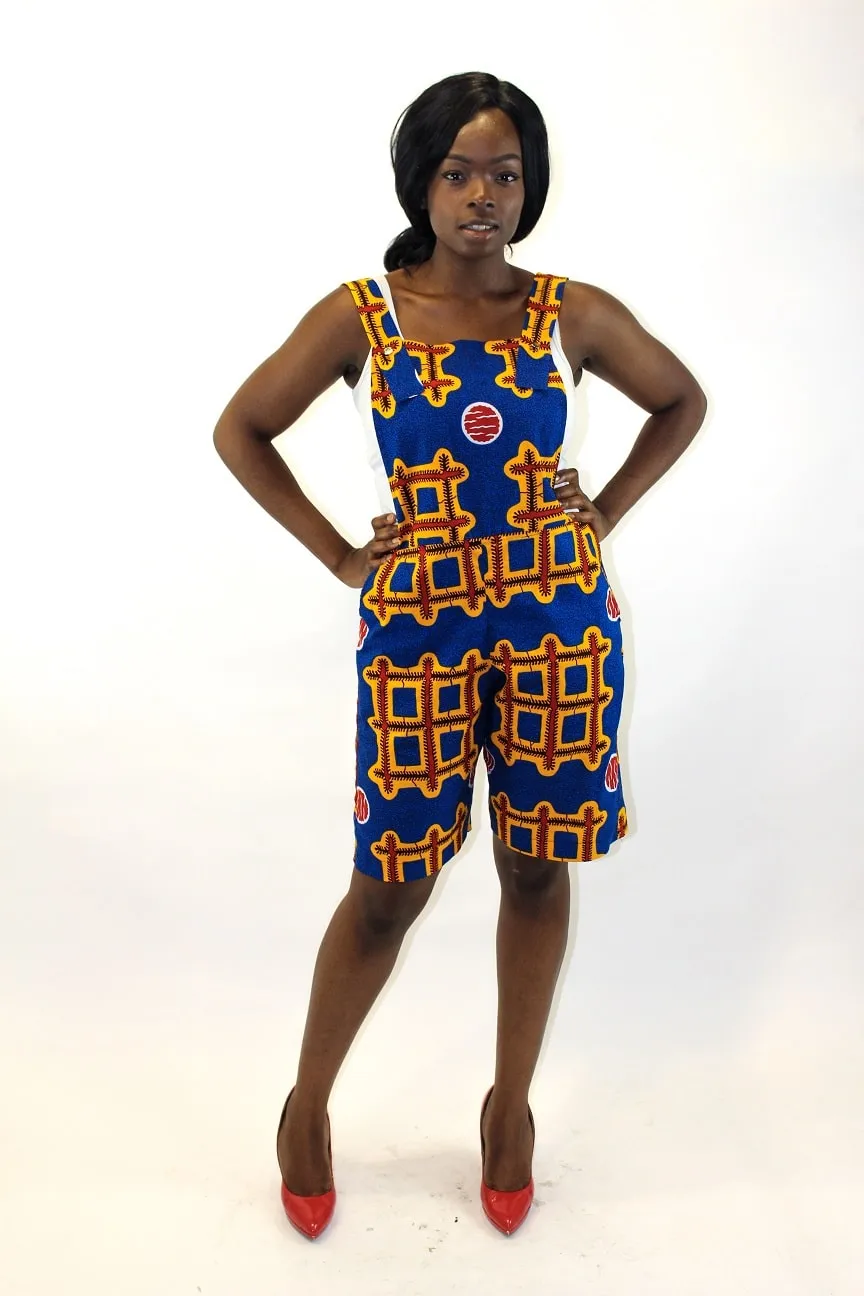 Arria African Ankara Pinafore Playsuit - African Clothing Store | JT Aphrique