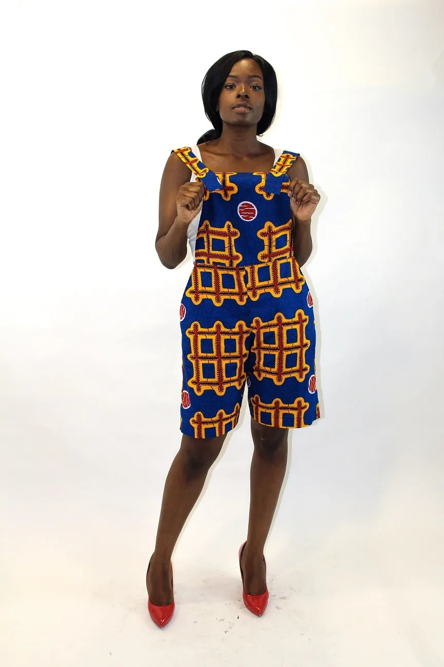 Arria African Ankara Pinafore Playsuit - African Clothing Store | JT Aphrique