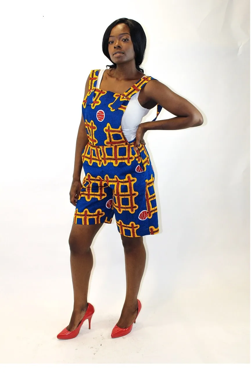 Arria African Ankara Pinafore Playsuit - African Clothing Store | JT Aphrique