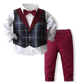 Baby Boys Gentleman Bowtie Formal Outfit Suits Wedding Party Suit