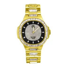 Baguette Modern Iced Out Bling Hip Hop Watch