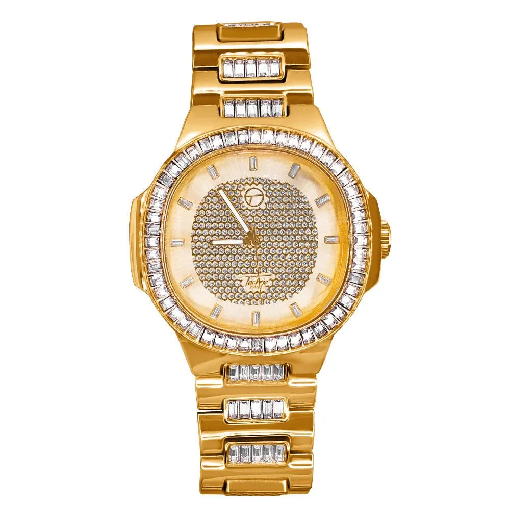 Baguette Modern Iced Out Bling Hip Hop Watch