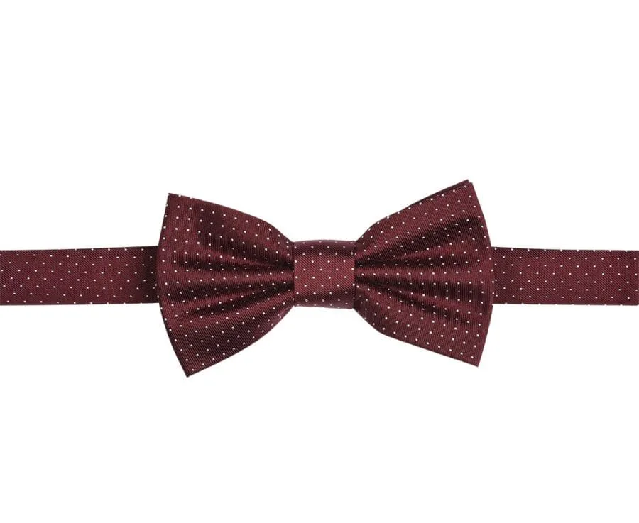 Burgundy and Sky Blue Micro Polka Dots Silk Bow Tie