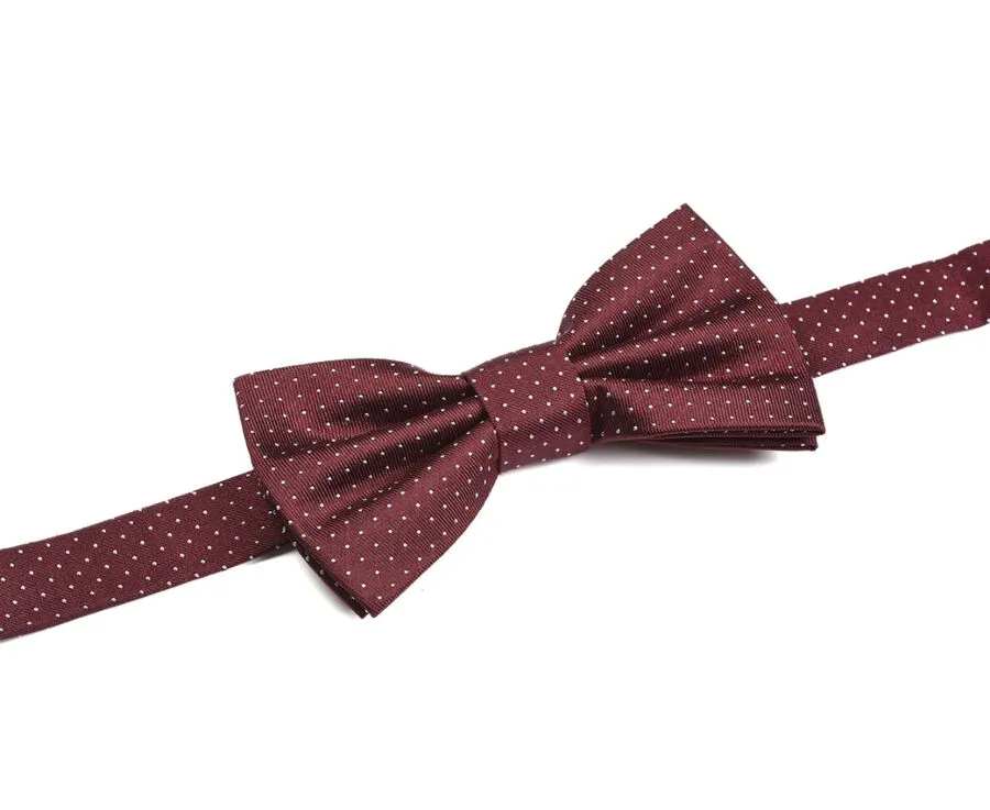 Burgundy and Sky Blue Micro Polka Dots Silk Bow Tie