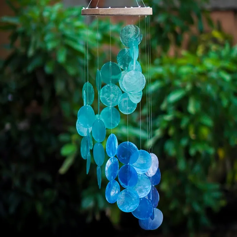 Capiz Shell Spiral Chime - Blue Water