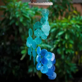 Capiz Shell Spiral Chime - Blue Water