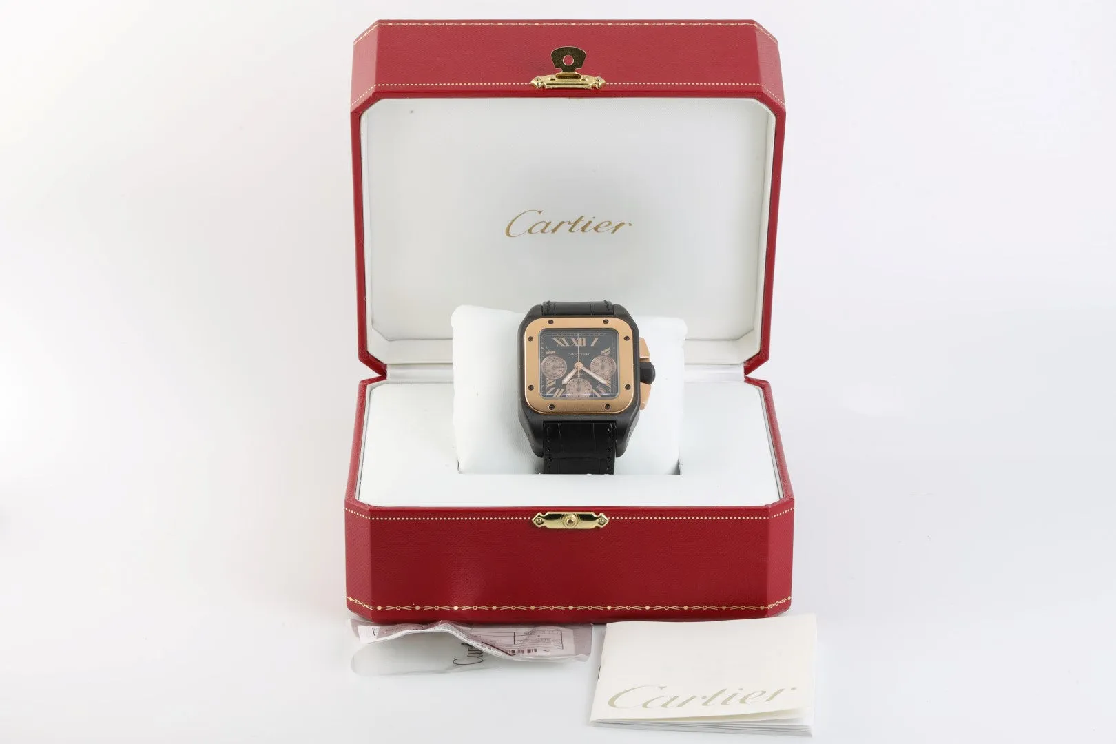 Cartier Santos 100 3104 XL Titanium & 18K Rose Gold 41mm Watch (Original Box)