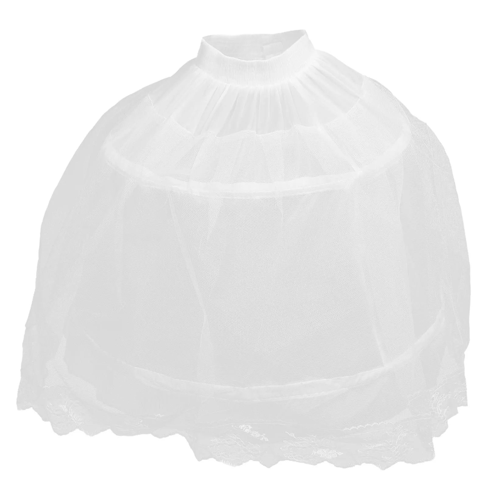 Children Petticoat Wedding Dress Underskirt Lace Mesh Lining Dress Showing White