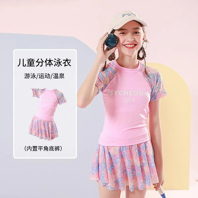 Children's Swimwear 3-10 Years Old Sports Split Skirt Girls' Hot Spring Swimwear