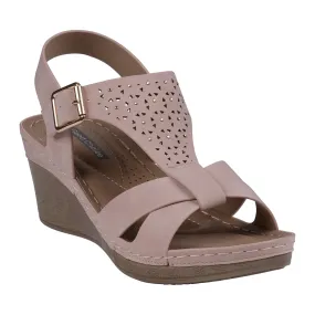 Cole Blush Embellished T-Stap Wedge Sandals