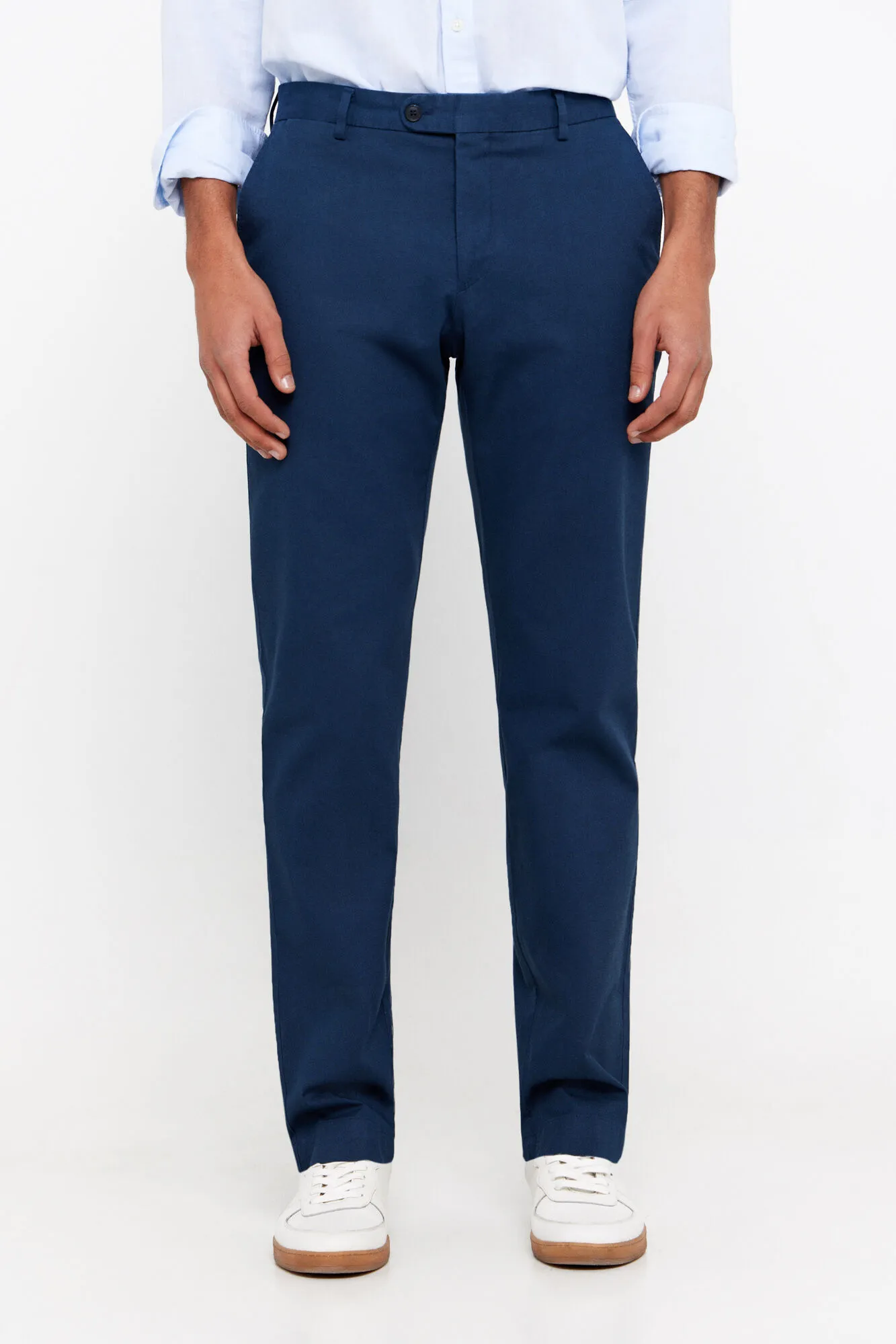 Cotton/linen slim fit trousers