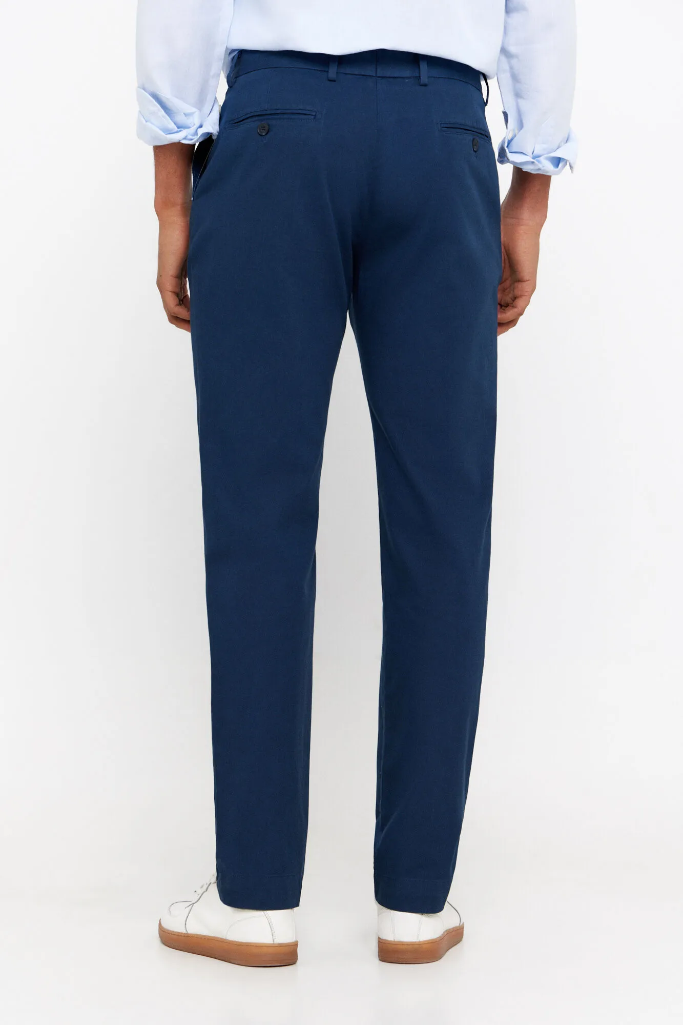 Cotton/linen slim fit trousers