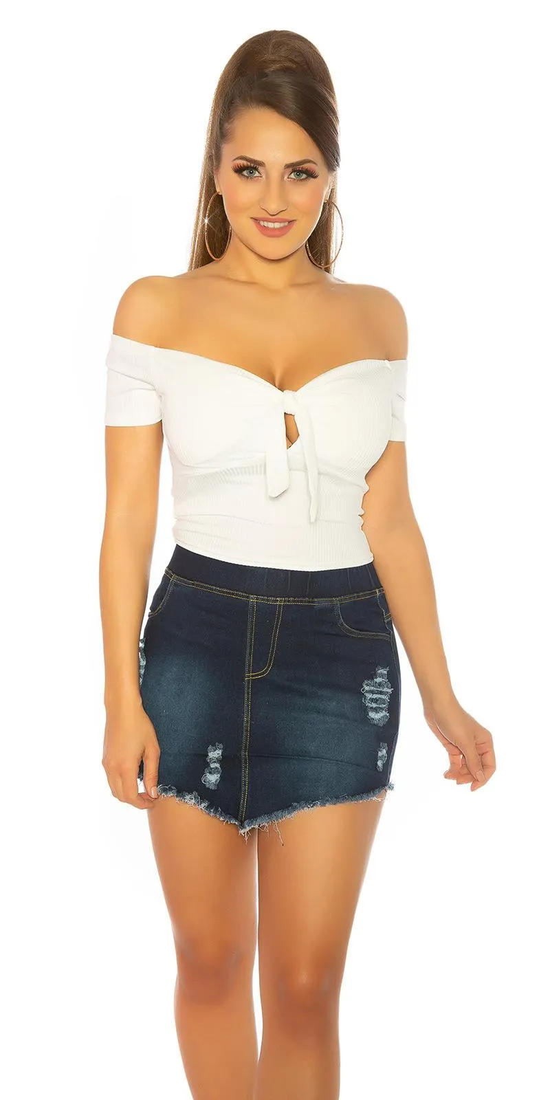 Crop top con lazo Blanco