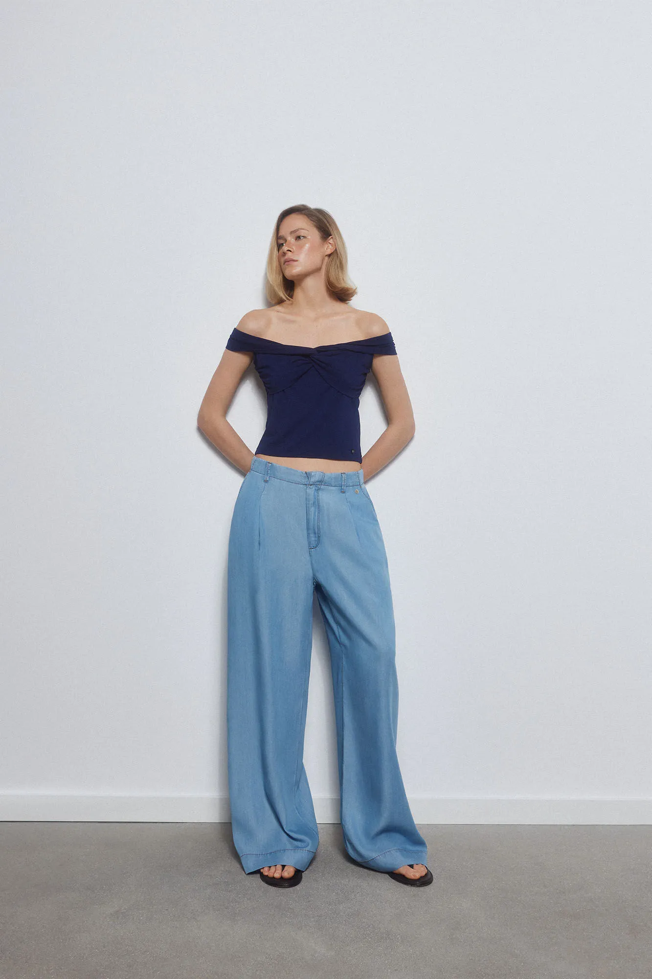 Cropped wide leg 100% tencel trousers™ lyocell