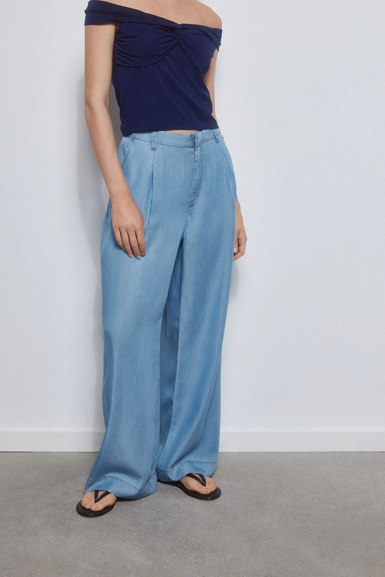 Cropped wide leg 100% tencel trousers™ lyocell