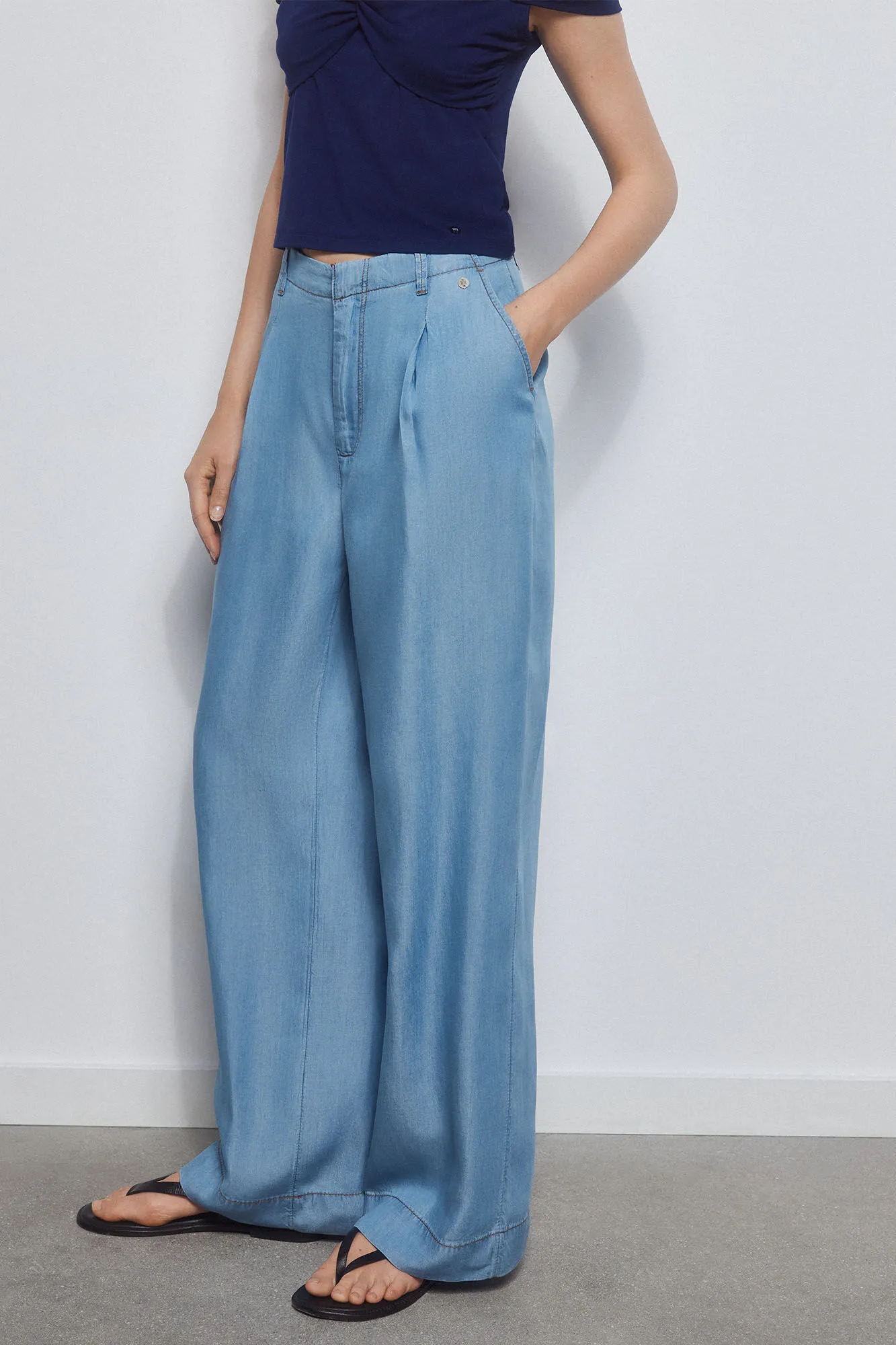 Cropped wide leg 100% tencel trousers™ lyocell