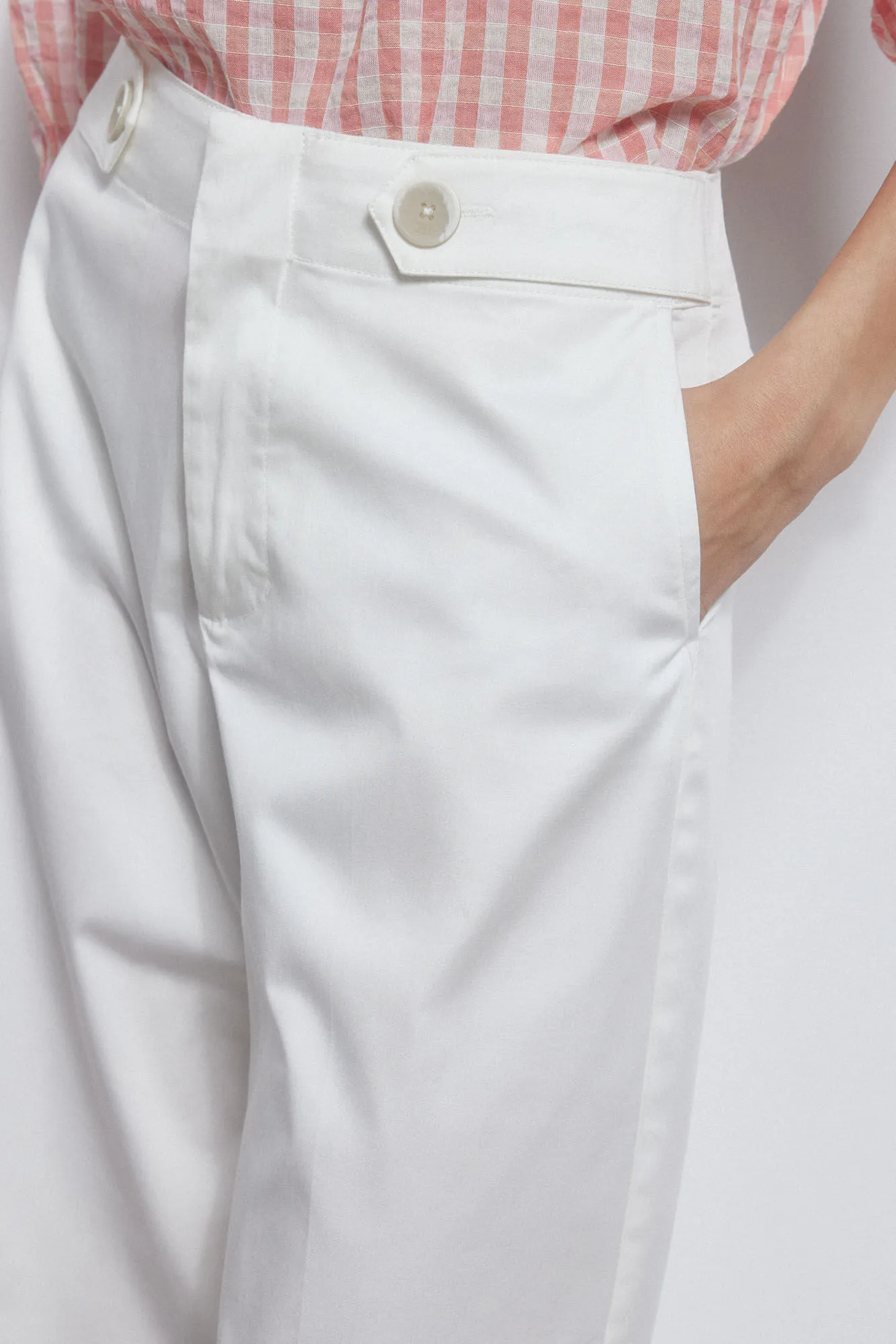 Cropped wide leg poplin trousers