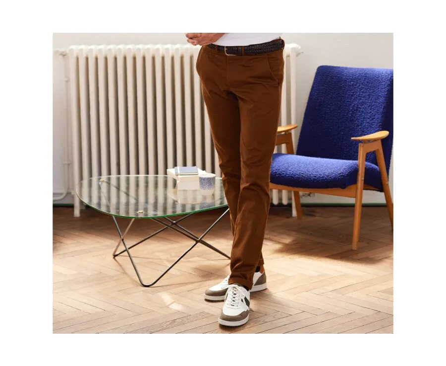 Dark Caramel Chino trousers for men - NIGEL II