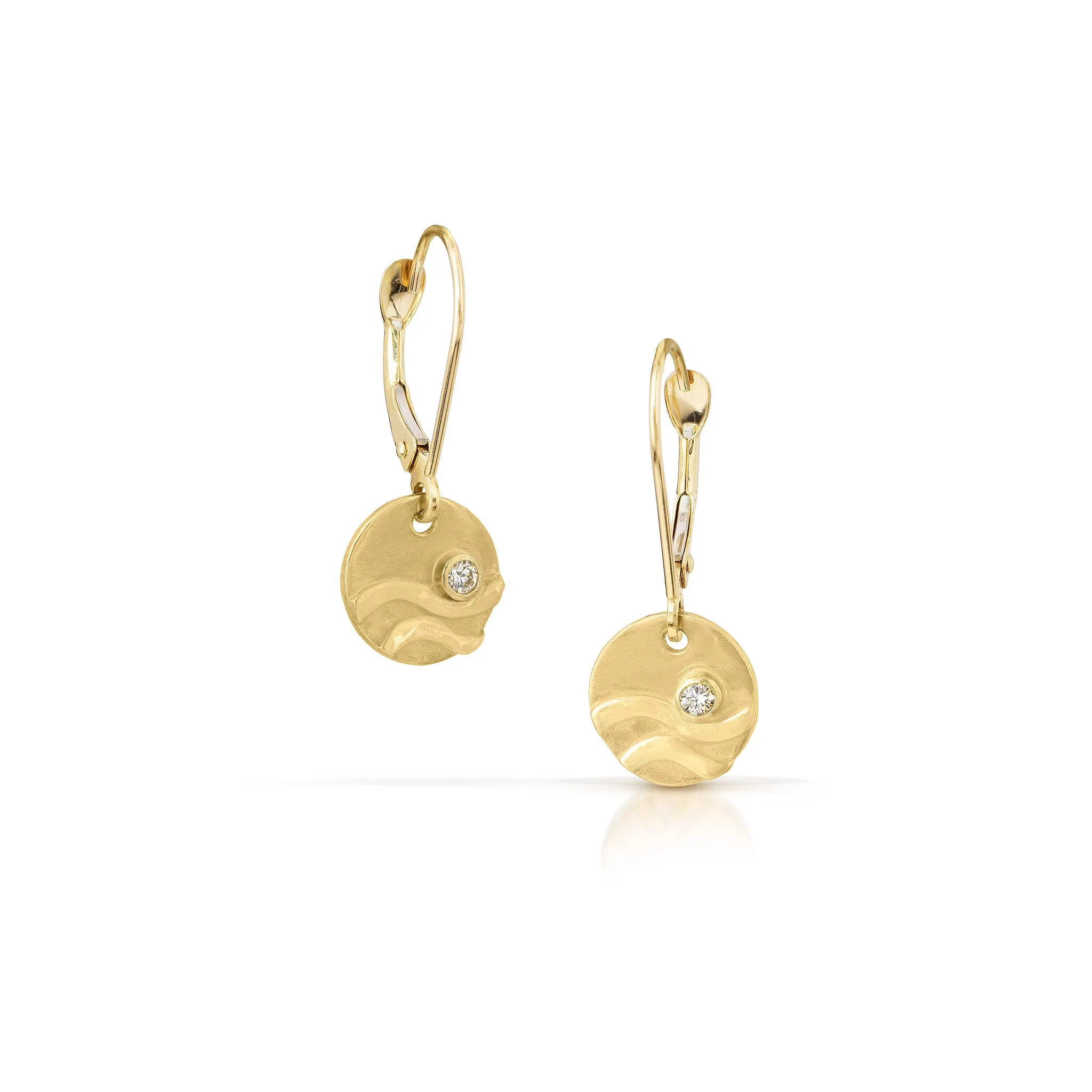 Diamond Wave Charm Earrings in 14K Gold