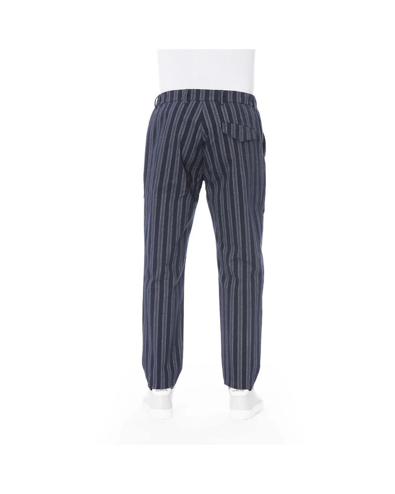 Distretto12 Striped Cotton Trousers with Lace Closure and Pockets