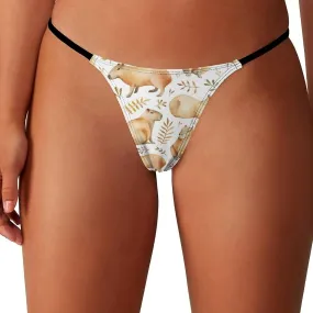 Dog Paw Print Clover G-String Thongs Women's T-Back Underwear Panty-WE462