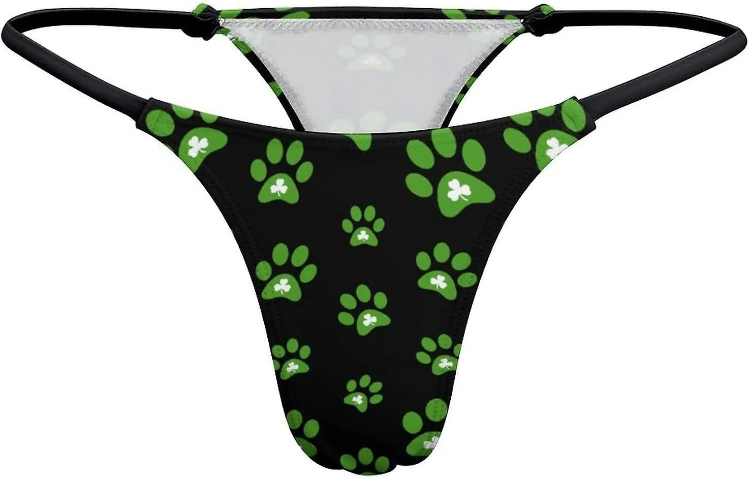 Dog Paw Print Clover G-String Thongs Women's T-Back Underwear Panty-WE462