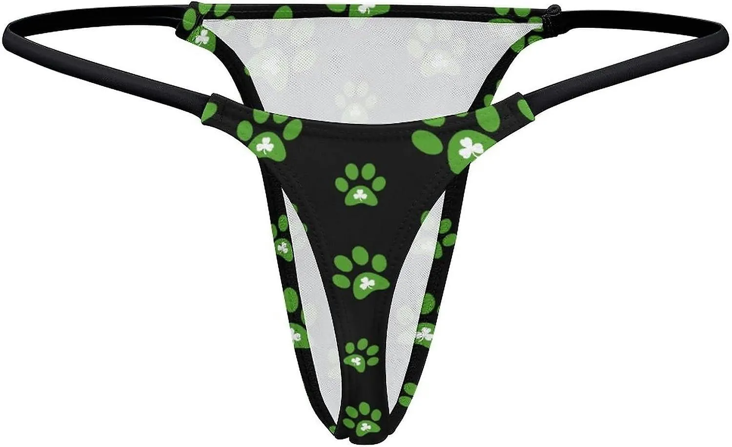 Dog Paw Print Clover G-String Thongs Women's T-Back Underwear Panty-WE462