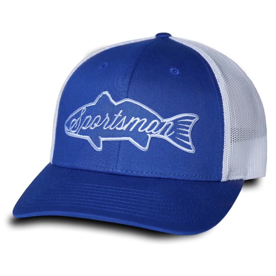 Fish Snapback Fishing Hat - Royal/White