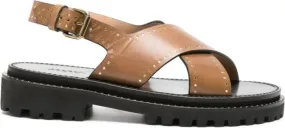 ISABEL MARANT Baem stud-detailed leather sandals Brown