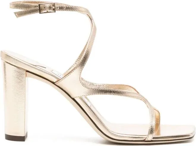 Jimmy Choo Azie 85mm metallic sandals Gold