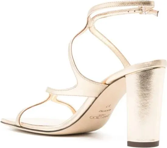 Jimmy Choo Azie 85mm metallic sandals Gold