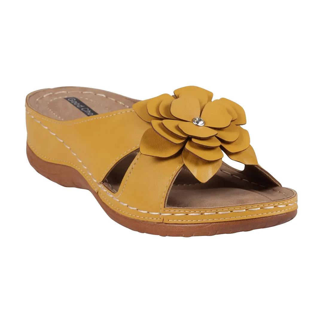 Joy Yellow Flower Comfort Flat Sandals