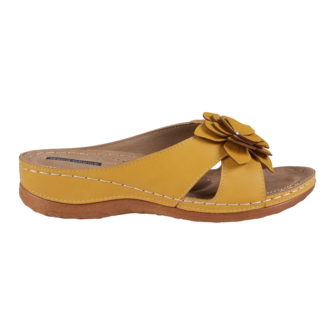 Joy Yellow Flower Comfort Flat Sandals