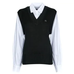 KNIT VEST W/ POPLIN SHIRT