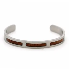 Koa Brushed Steel 3 Mountain Cuff