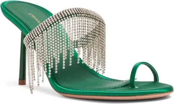 Le Silla Jewels 80mm crystal-embellished sandals Green