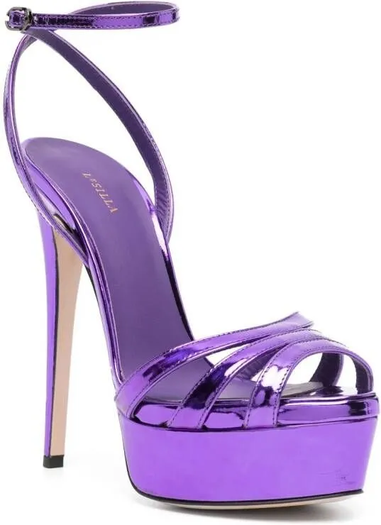 Le Silla Lola 140mm leather platform sandals Purple