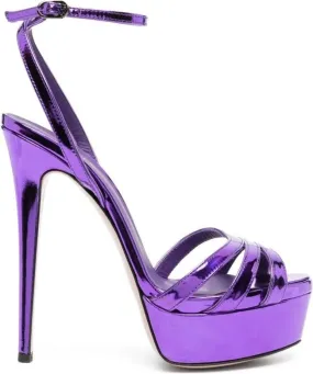 Le Silla Lola 140mm leather platform sandals Purple