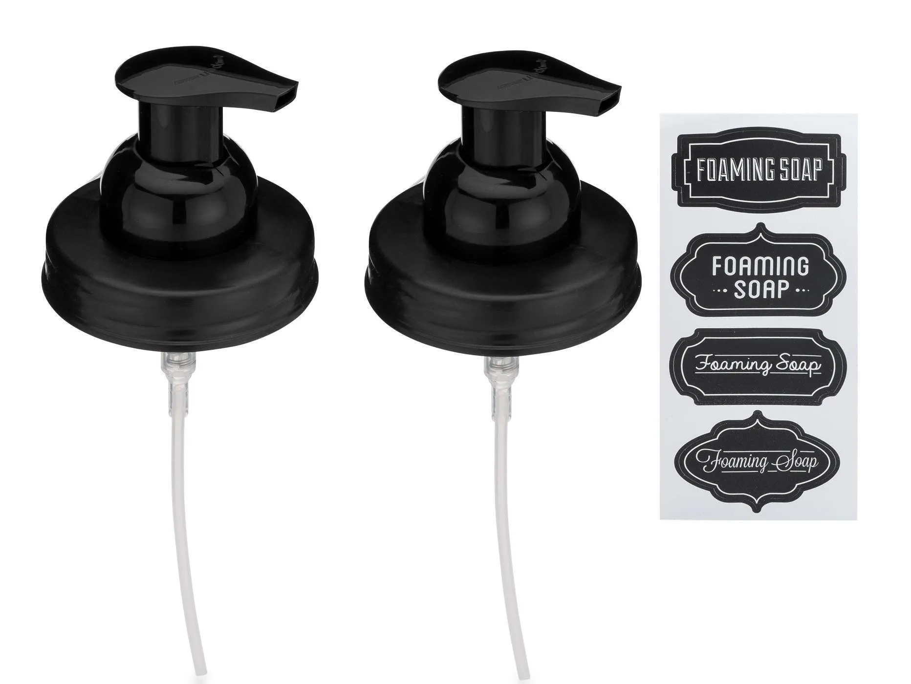 Mason Jar Foaming Soap Dispenser Lids: Two Pack / Black