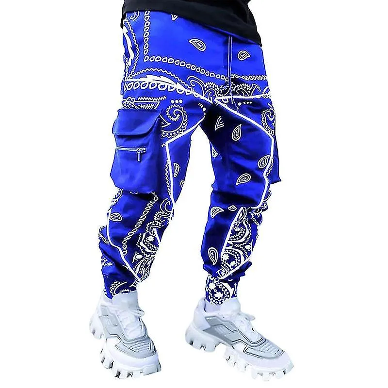 Men Multi-pocket Drawstring Overalls Casual Hip-hop Trousers