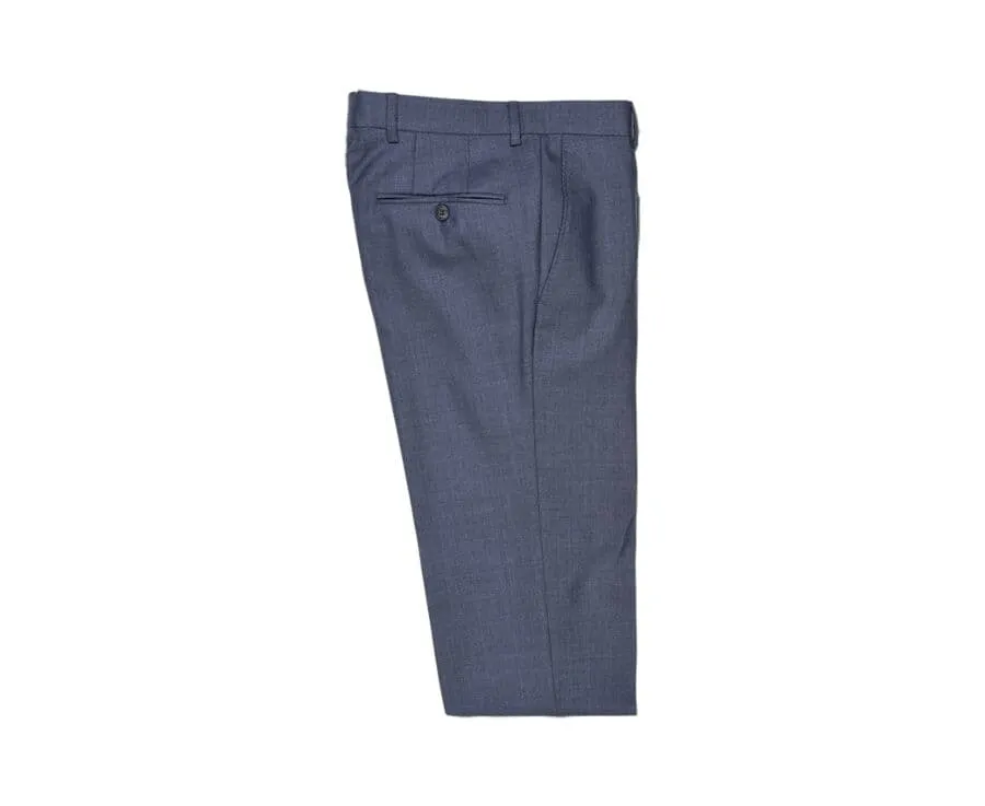 Men's Blue Melange Suit Trousers - LAZARE