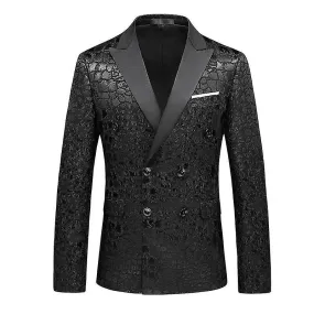 Men's Crocodile Pattern Jacket Suit Wedding Blazer Dinner Tuxedo For Party