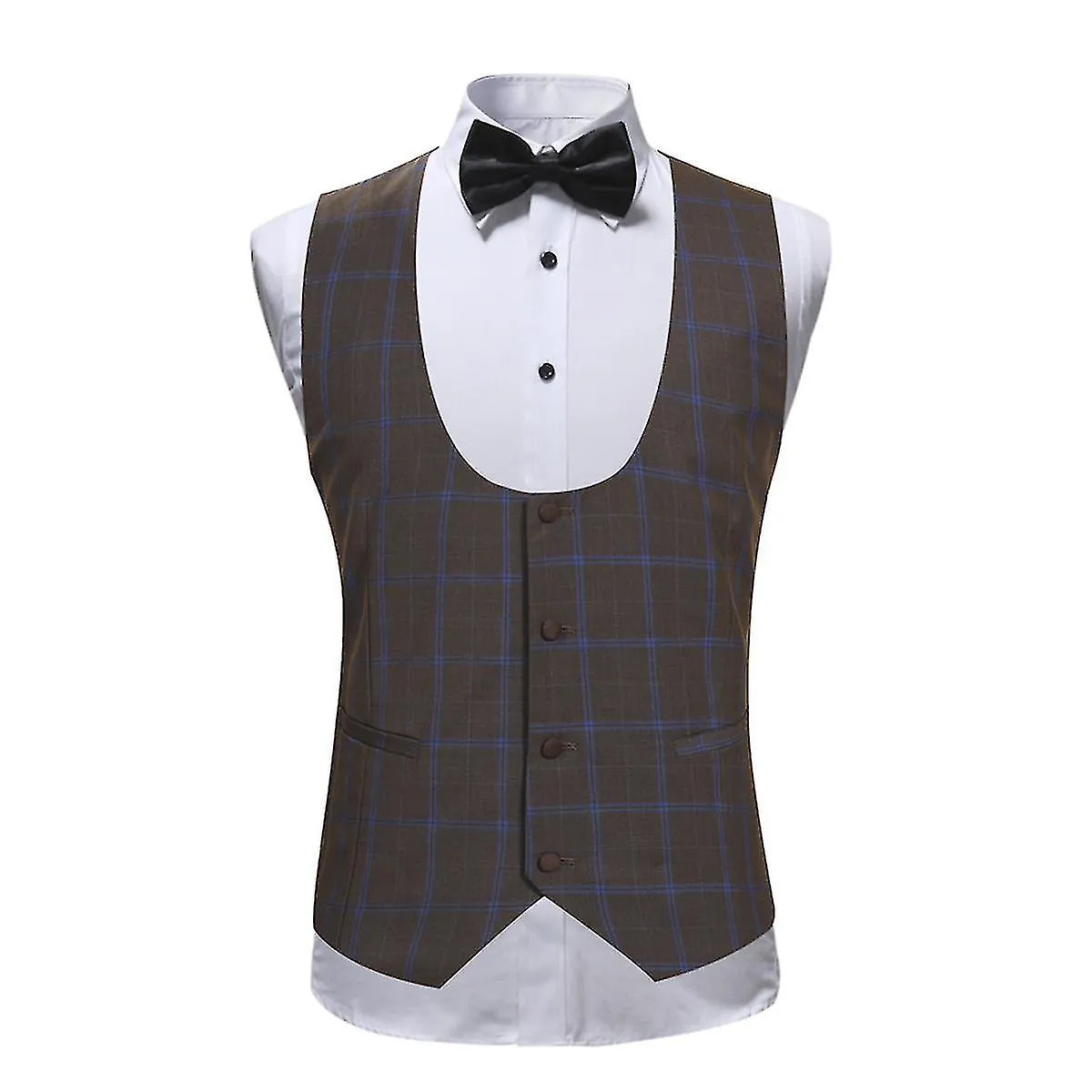 Mens 3-piece Peaked Lapel Plaid Wedding Suit (blazer + Trousers + Vest)