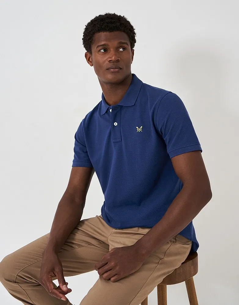 Men's Classic Pique Polo Shirt in Dark Blue from Crew Clothing Company