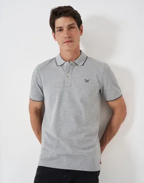 Men's Classic Piqué Cotton Tipped Polo Shirt in Grey from Crew Clothing Company