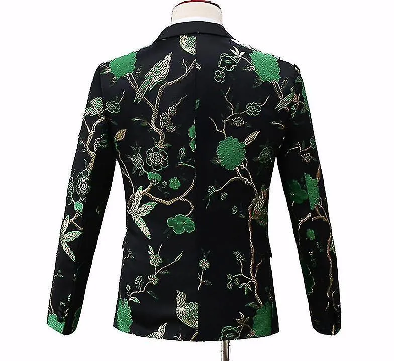 Mens Suits One Button Floral Blazer Wedding Suits Jacket And Pants